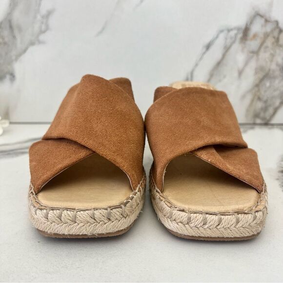 SPLENDID Britt Square Toe Cross Strap Espadrille Wedge in Brown Suede Size 10 - Picture 7 of 14